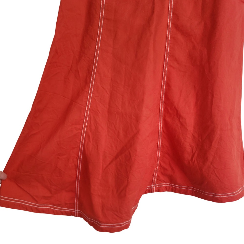 Maeve Orange-Red Cotton Linen Bileu Asymmetrical A-Line Summer Dress Size 6 - Picture 8 of 12